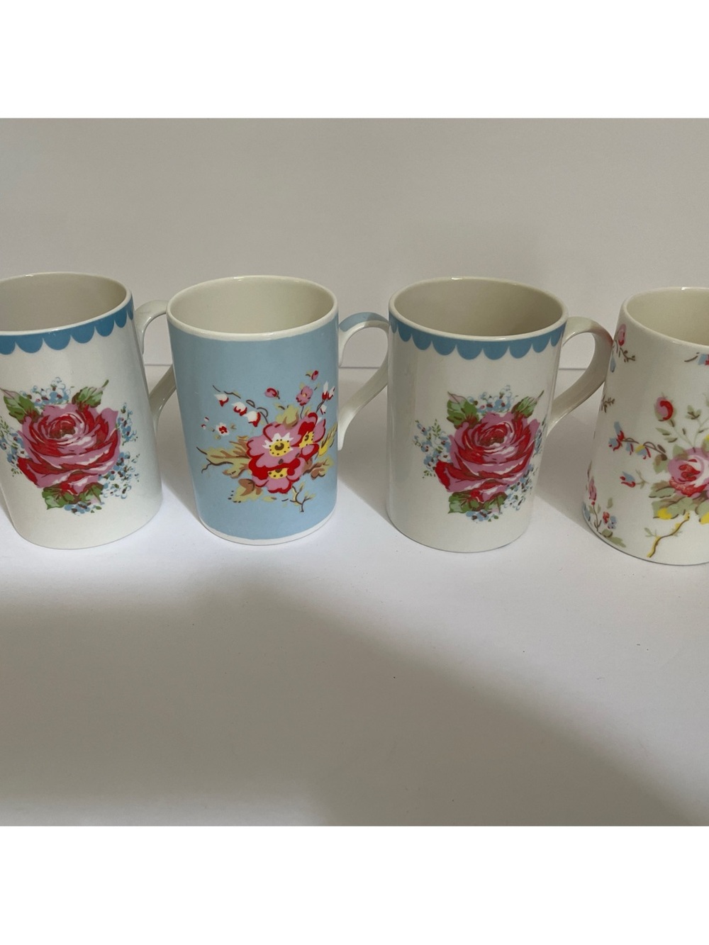 Cath Kidston Bone China Floral Teacups Mismatched Set of 4